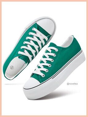 Platform Canvas Sneakers Lace-Up Tennis Shoes Casual
